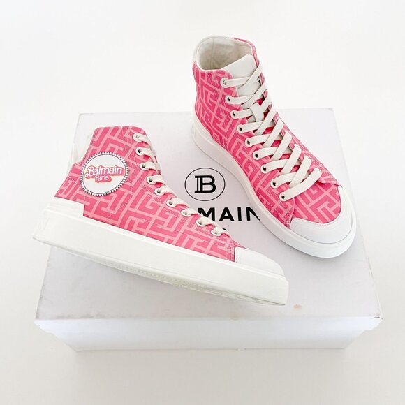 Balmain x Barbie B-Court Sneakers EU 36 US 6 Pink High Top Lace Up Booties - Picture 1 of 13